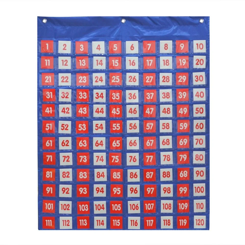 count teaching educational a hundred and twenty pocket chart with 120pcs cards