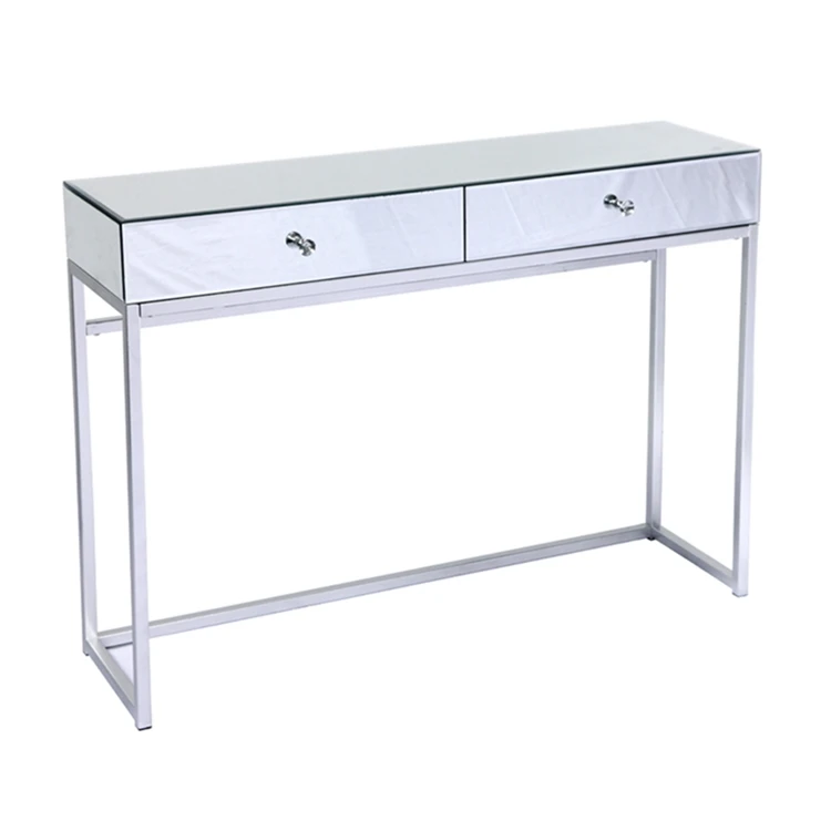 Modern Home Furniture Hallway Living Room Luxury Mirrored Console Table With 2 Drawers
