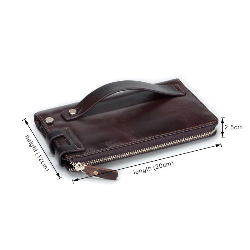 100% Cow Genuine Leather High Quality Hardware Men Casual Clutch Bag Vintage Day Clutches Hand Bag Multifunctional Bags