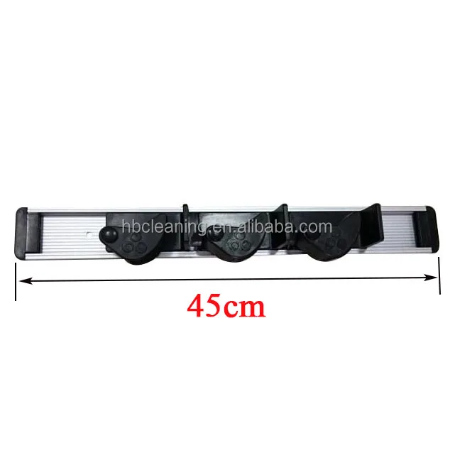 BSCI factory  Wall Mounted 3-position broom holder mop holder with aluminum plate in the wall