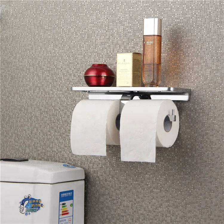 Paper Box Roll Holder Toilet Double Paper Holder Tissue Box Shelf Zinc Alloy Bathroom Accessories