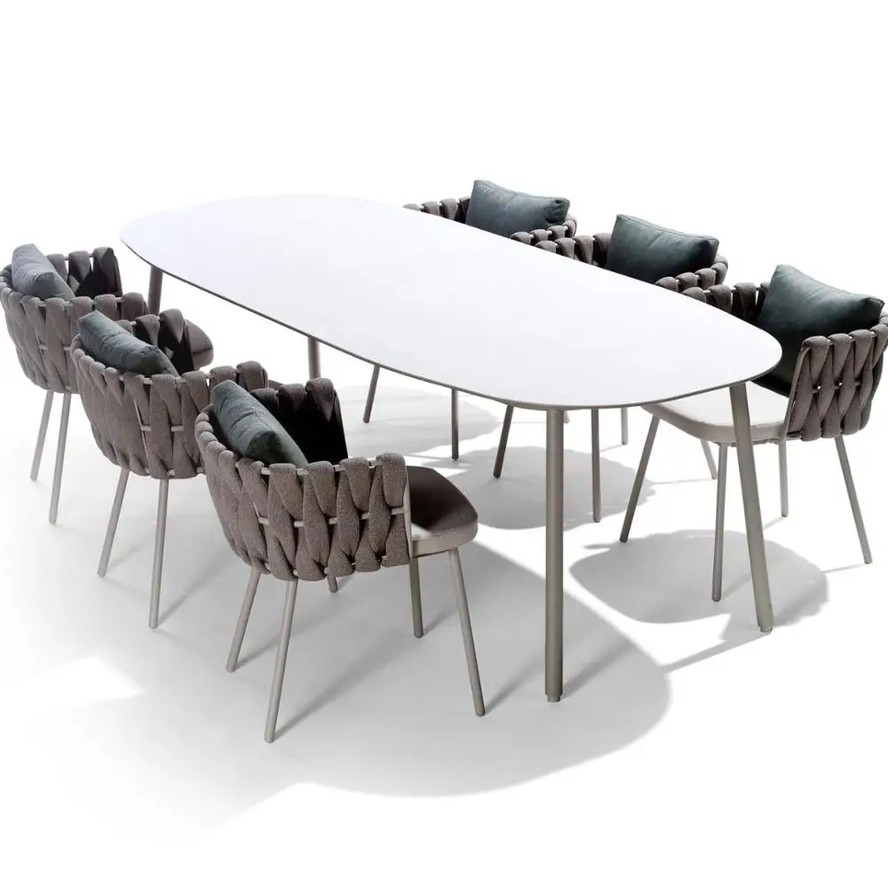 Алюминиевый обеденный стул OEM & ODM дизайн наружная садовая мебель 8 местный производитель обеденный набор