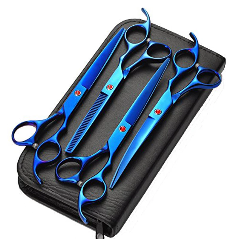 Fancyli ножницы для ухода за собаками, радужные 7 дюймов изогнутые ножницы из нержавеющей стали для домашних животных в комплекте с изогнутыми ножницами для филировки и