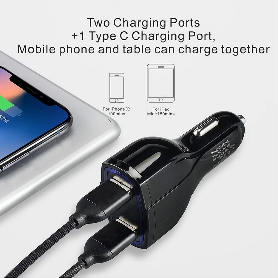 
Best Gift Universal 2 USB Qualcomm Quick Charge 3.0 Car Charger,car battery charger for mobile phone 