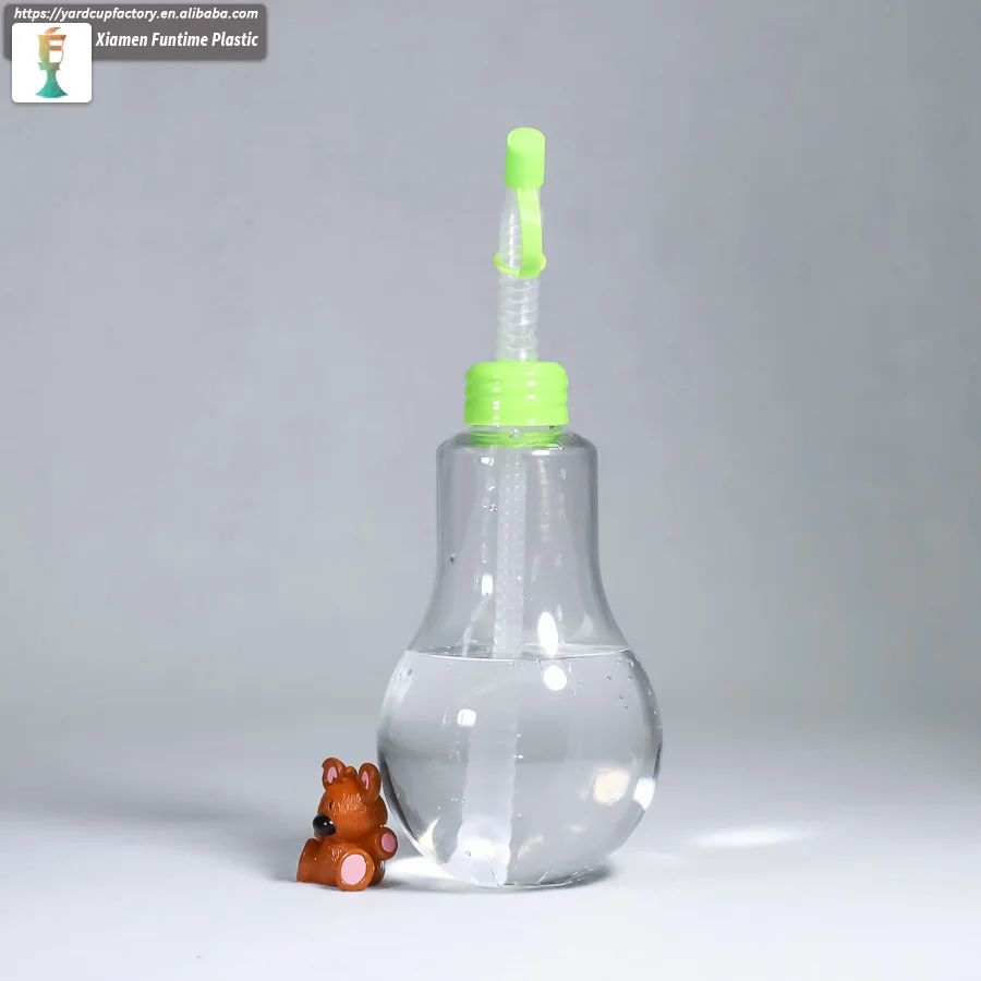 300 мл/400 мл светодиодная лампочка в форме чашки пластиковая лампочка чашка с крышкой и соломинкой