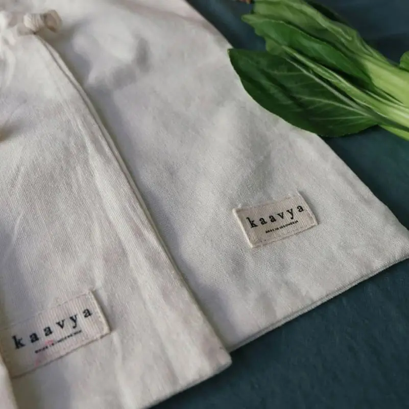 
Reusable Produce Bags Zero Waste Eat More Plants Screen Printed Natural Cotton Produce Bag - Eco Friendly - Produce - Groc 