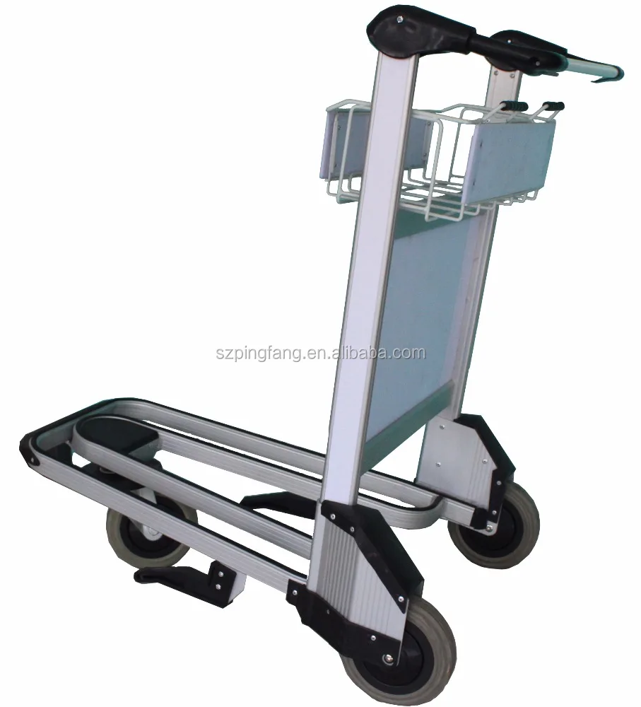 3 wheels passenger baggage luggage airport trolley with hand brake