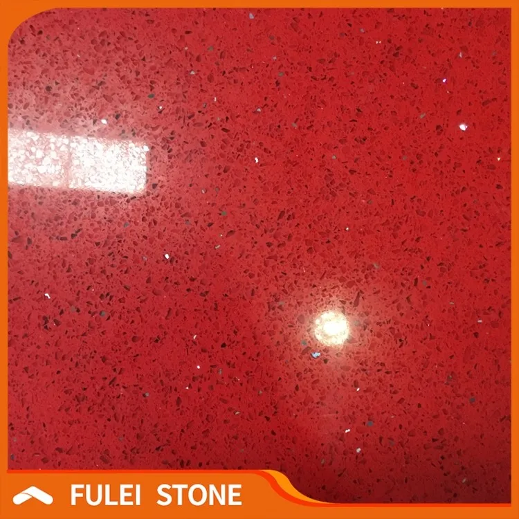 Wholesale Composite Red Sparkle Quartz Stone Countertop Price India