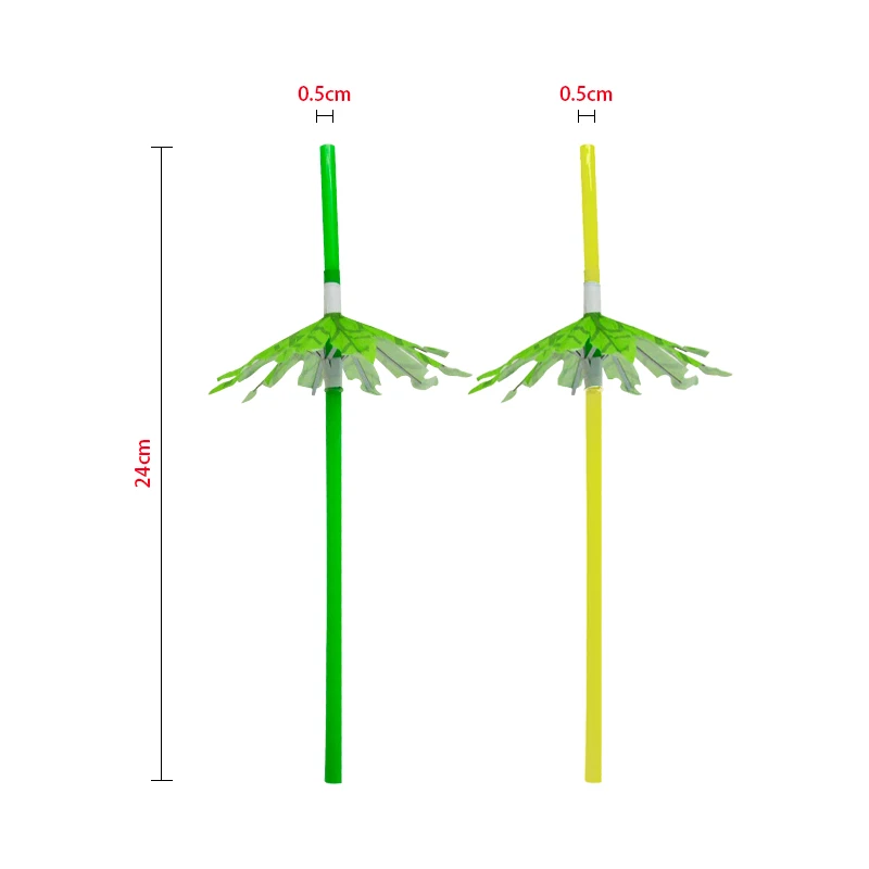 
618087 10pcs Green Coconut Tree Beverages Drinking Straws Umbrella Disposable Party Straw DIY Decoration Bar Accessories 