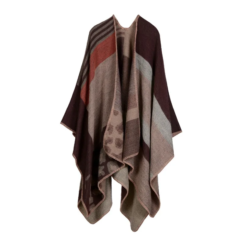 Oversized Warm Shawls Women Winter Brand Striped Scarfs Pashmina Cotton Scarves