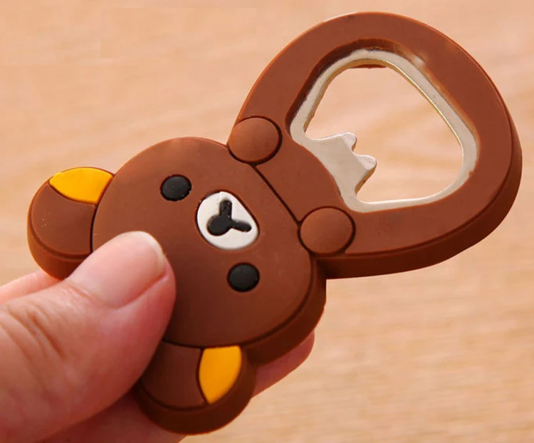 
Stainless Steel Bottle Opener refrigerator stickers, can custom logo creative cute cartoon silicone multi-function opener 