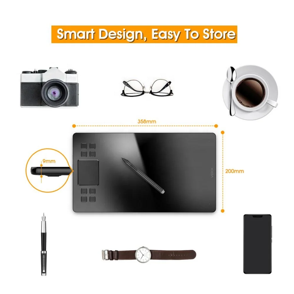 VEIKK A50 High Quality Illustrator tablet digital drawing with 8 hot keys&gesture touch pen display drawing tablet