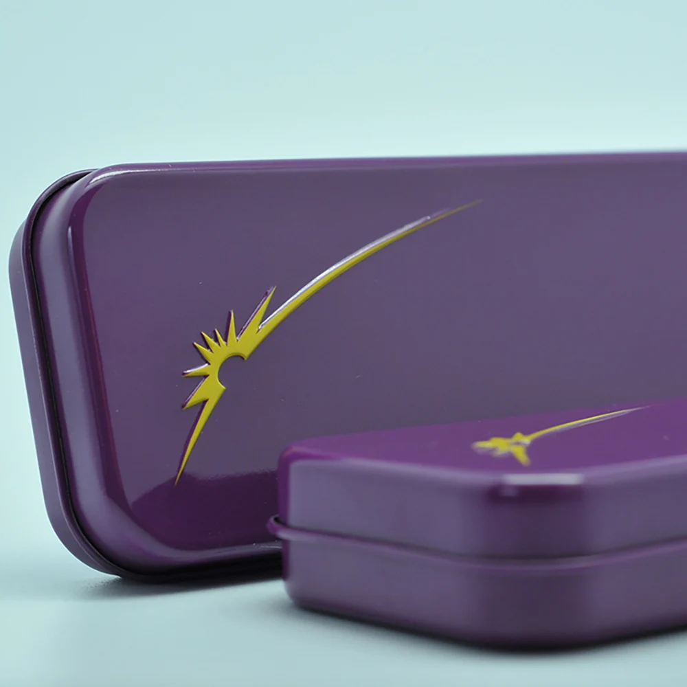 Цветной прямоугольный металлический Печатный жестяной пенал с петлей