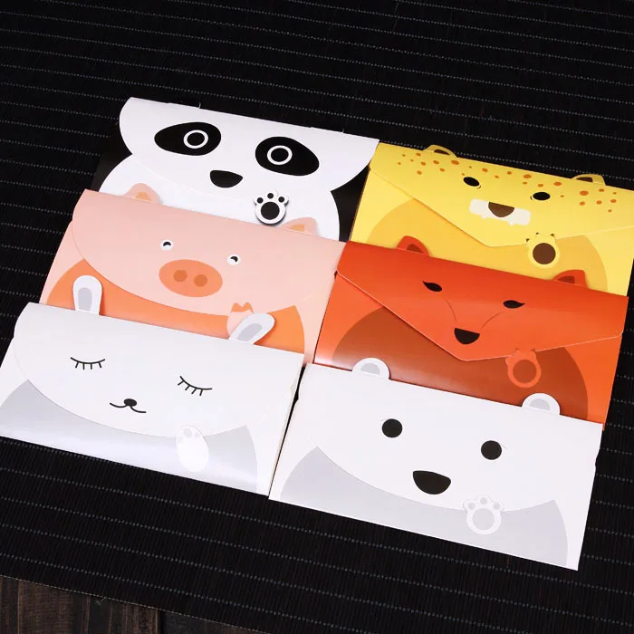 wholesale Cartoon animal design mini Custom logo folding fancy paper receipt gift card envelope packaging photo picture Factory