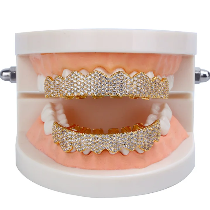 Wholesale Custom Design 18k Micro Pave gold Free Grillz Teeth
