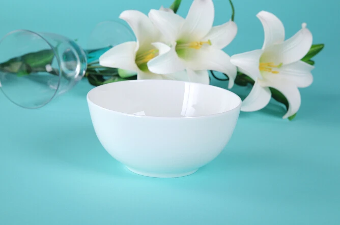 Haonai manufactured Chinese style porcelain bowl white deep round bowl soup bowl