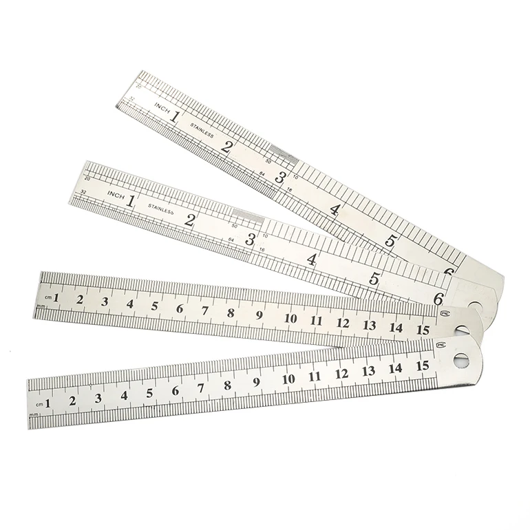 OEM логотип из нержавеющей стали прямая Линейка металлическая линейка с метрической и дюймовой шкалой обычная печать на одной или двух сторонах