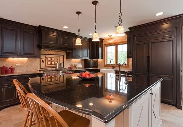 Natural Stone Flooring Tiles Chinese Kitchen Countertop Marble Island Polished Black Galaxy Granite