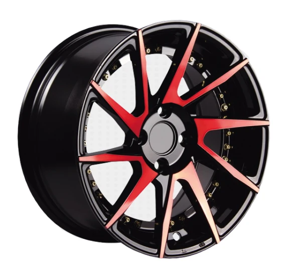 15 16 17 inch red/hyper black car wheel rims in high performance