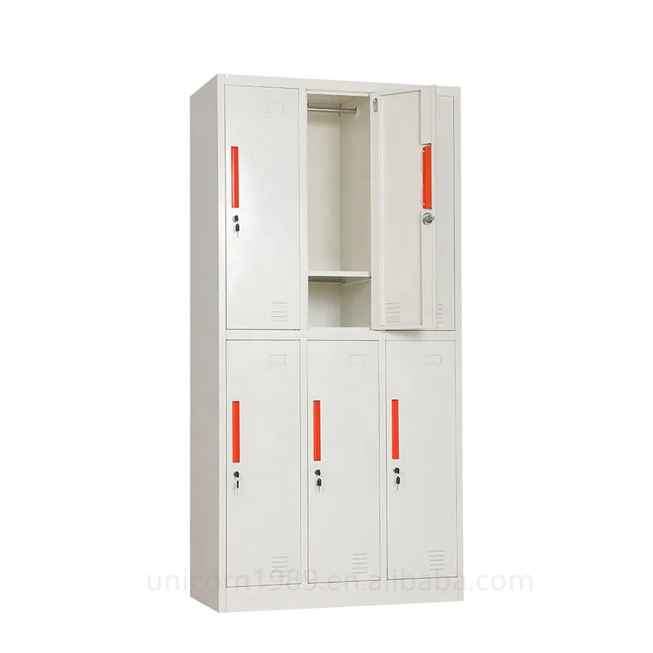 China metal cabinet storage manufactur factory cheap price for sale solid 6 doors factory dressing room staff wardrobe cabinets