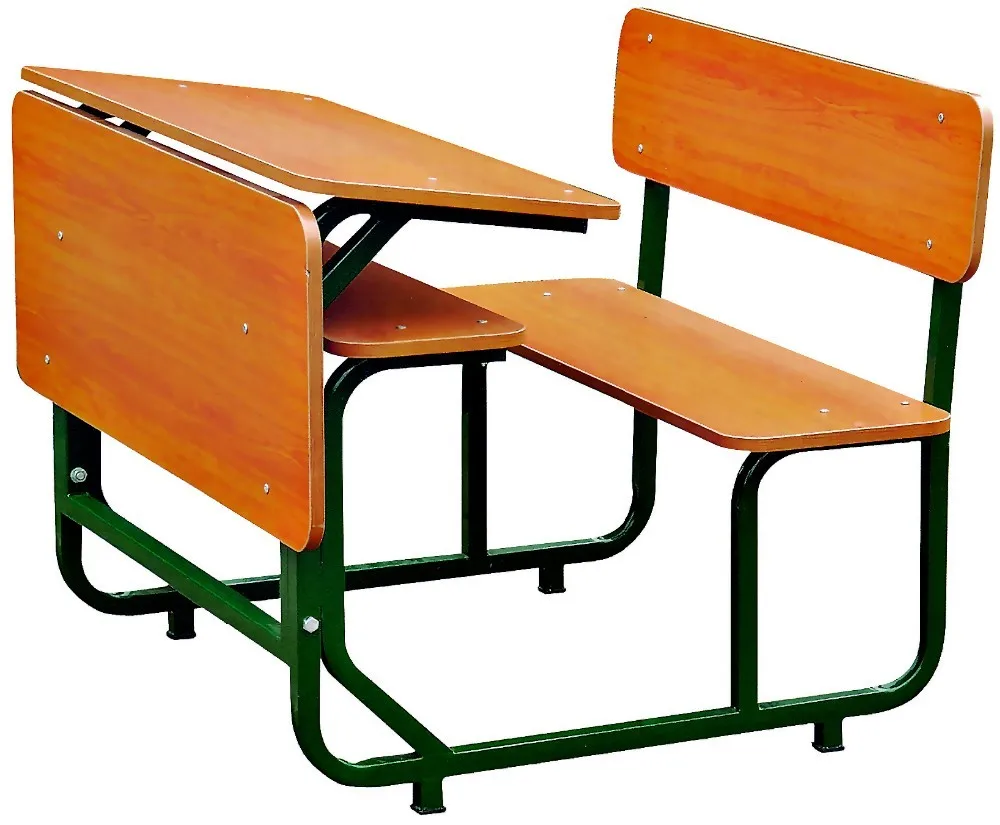 Customized top quality student table and chair school furniture Double desk and bench
