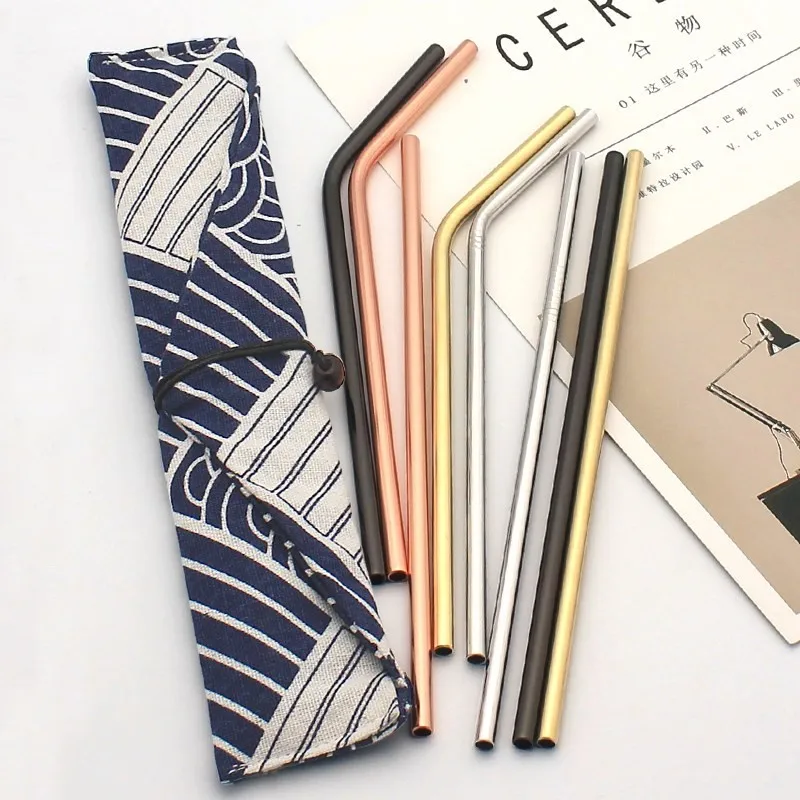 Hot!!! Stainless steel rainbowed colored metal straws for drinking