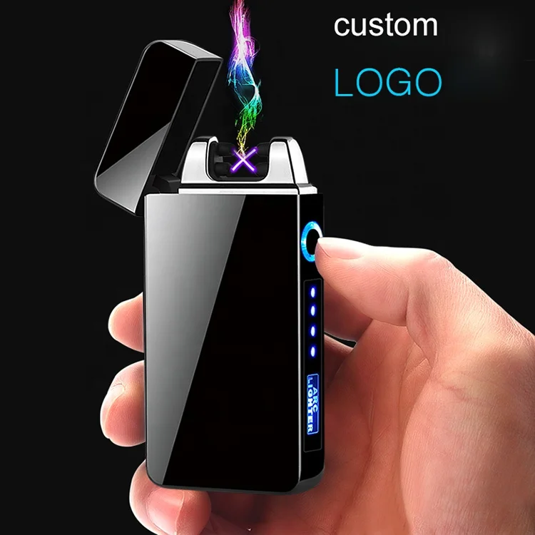 new arrival windproof usb touch electronic smoking gifts cigarette flameless electric lighter with custom logo brand led power
