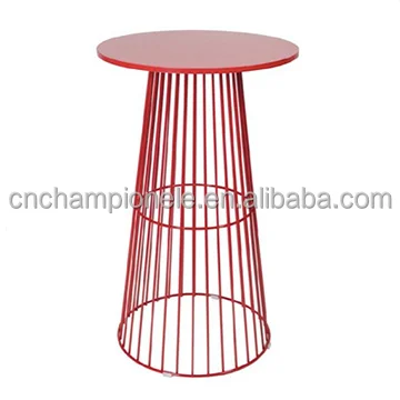 Blue round wire cocktail table metal event mesh bar table