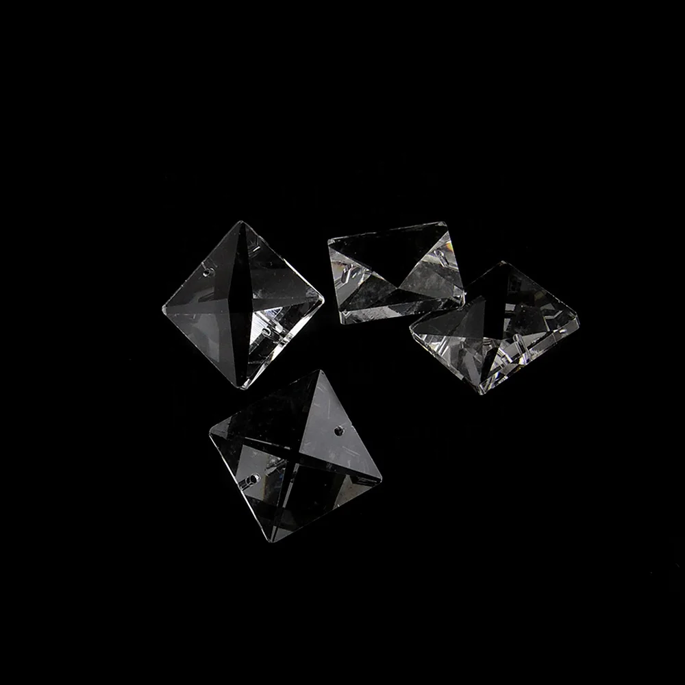 Hot ! New! Clear 22mm Square Crystal  Beads In 2 Holes For Lamp Chandelier Beads Parts Pendant Prism