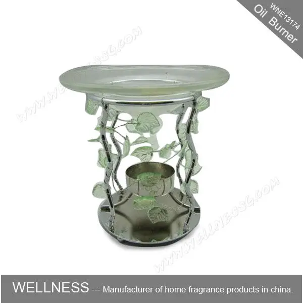 new design fragrance metal and glass oil burner with tealight