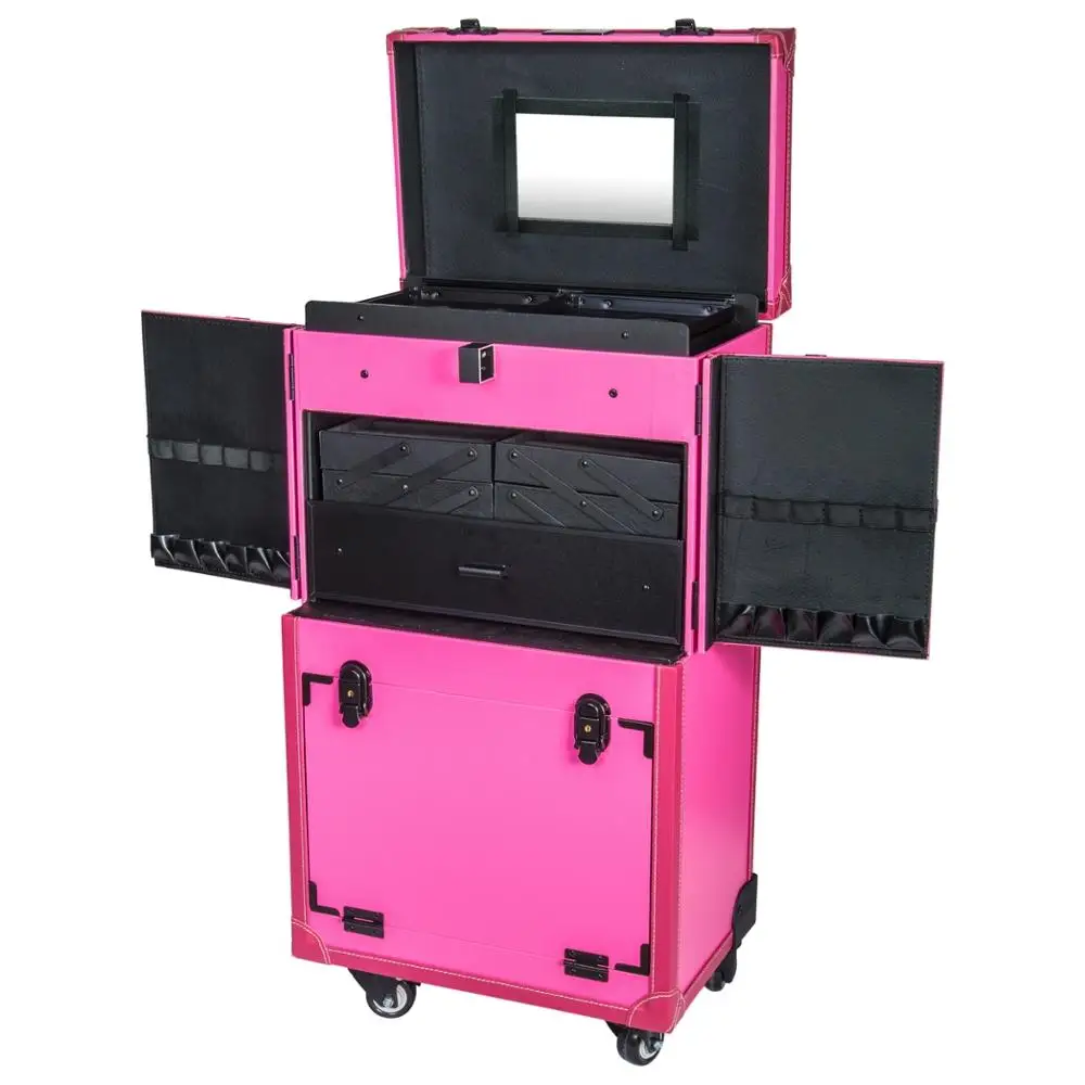 REBEL Series Pro Makeup Artists Multifunction Cosmetics Trolley Train Case Large Cheer power