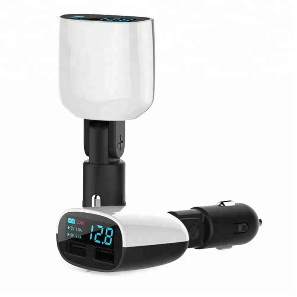Portable 3.4A Adjustable Car Battery Charger With Digital Led Display Car Charger Dual USB