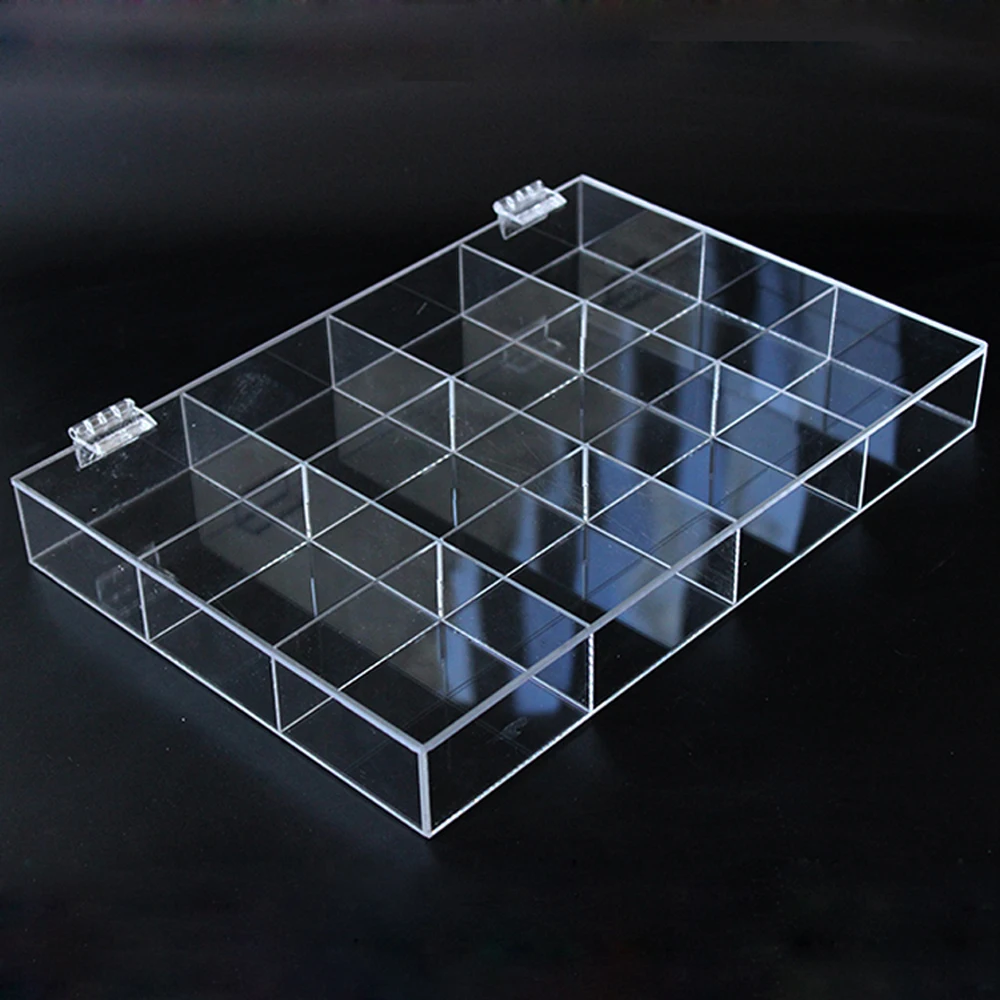 Custom High Quality 12 Grids Makeup Organizer Box Cosmetic Nail Jewelry bead Organizer Storage Box Transparent Desktop Box