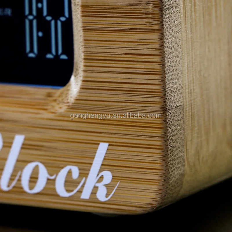 High Quality Fashion Bamboo Wood Table WIFI Weather Forecast Smart Alarm Clock