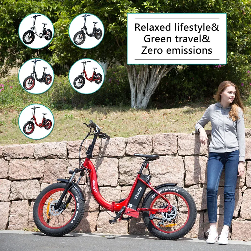 Wholesale 350w 500w 750w folding ebike with 20inch fat tire city road electric bike