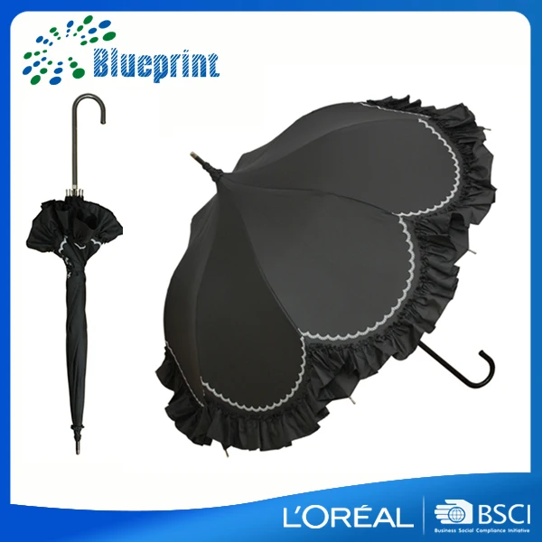 High quality custom design japanese 23 inch sun straight parasol umbrella with lace
