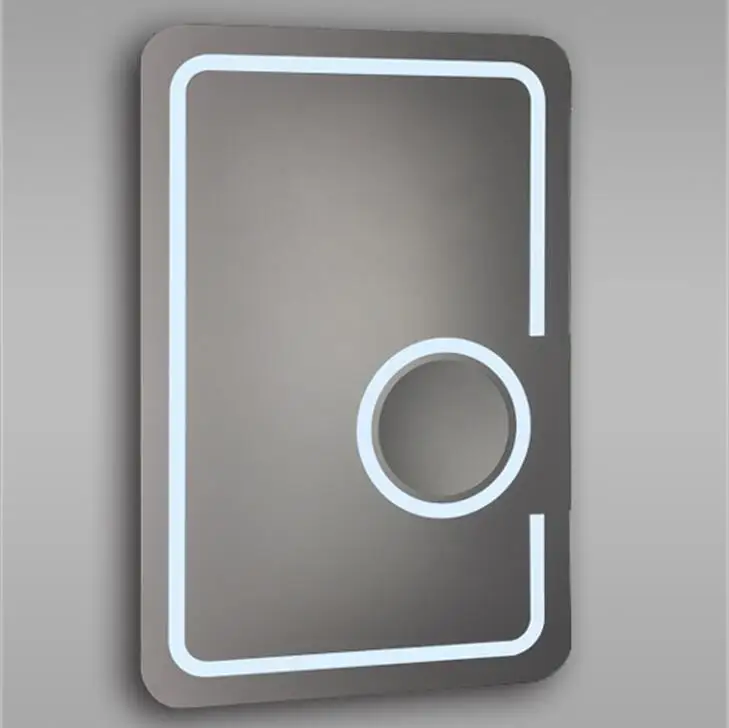 Entop  bathroom with antifogger Led backlit mirror Rectangle illuminated mirror with magnifier Convenient mirror for shaving