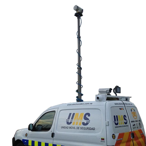 pneumatic telescopic mast for camera mounted on Small monitoring car