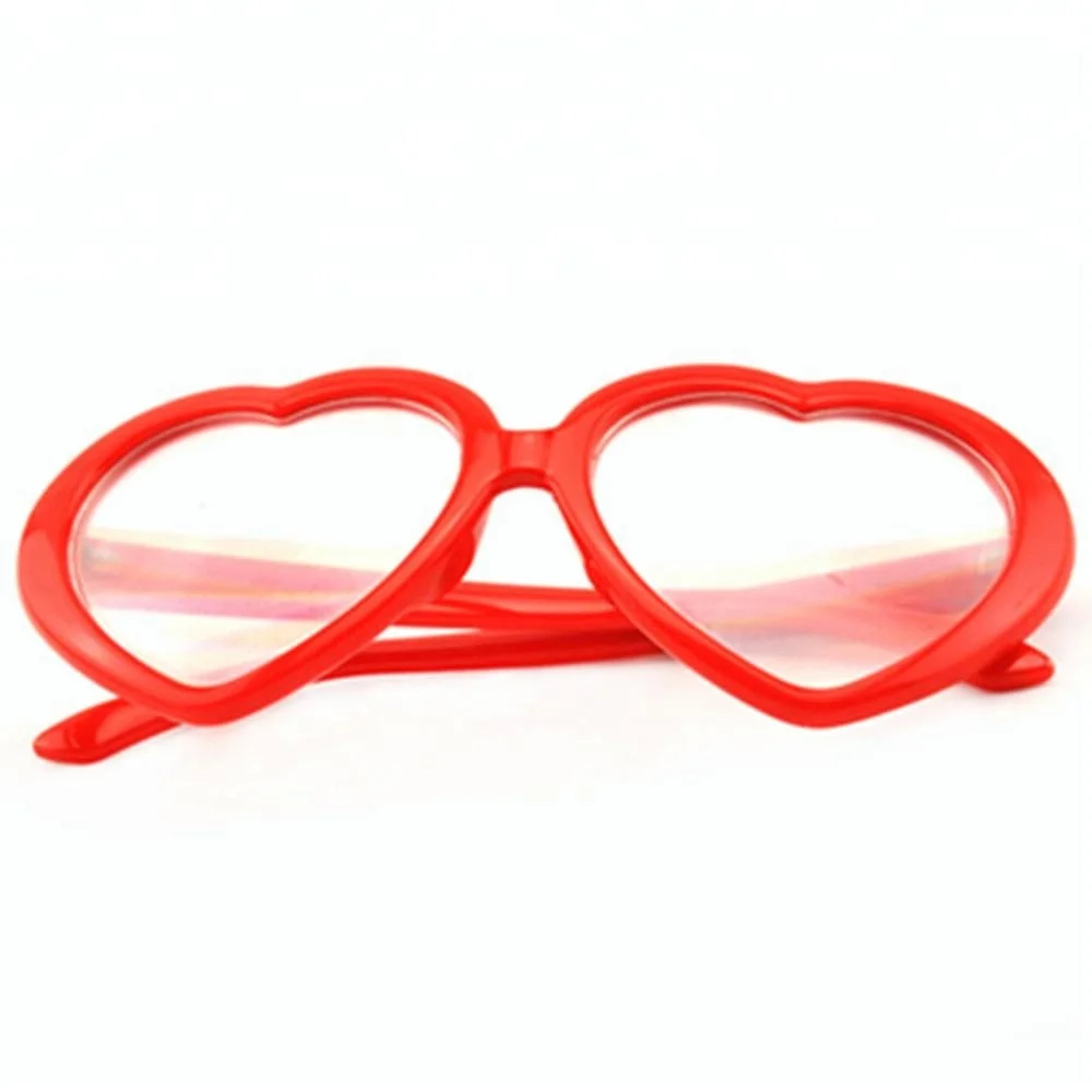 Оптовая продажа, новогодние пластиковые очки с дифракцией в форме сердца с призмой