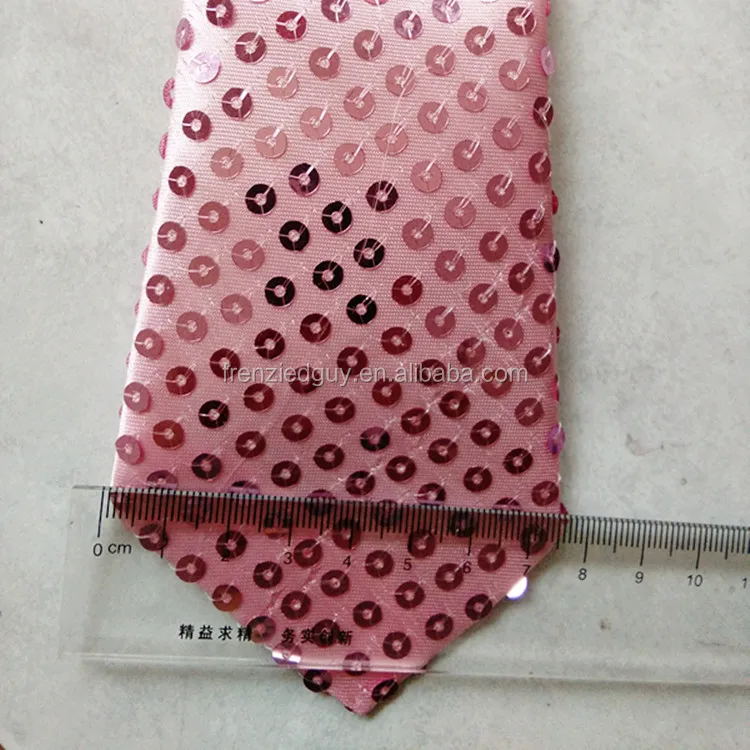 Adjustable Disco Sparkly Sequin Neck Party tie With Zipper For Party Favor