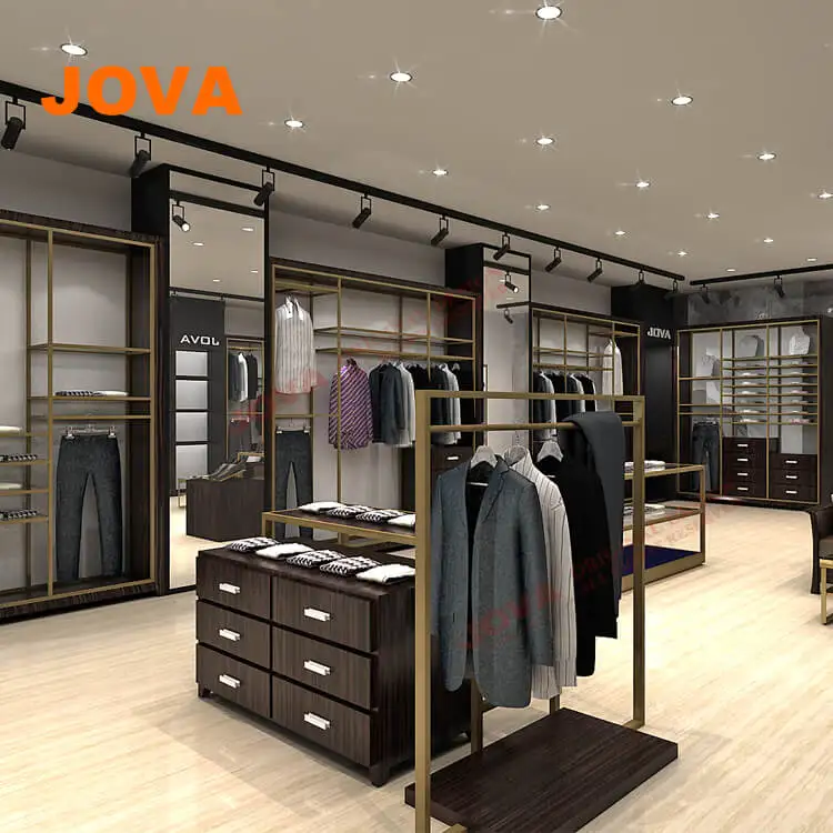 Professional clothes shop decoration design with clothing store showcase