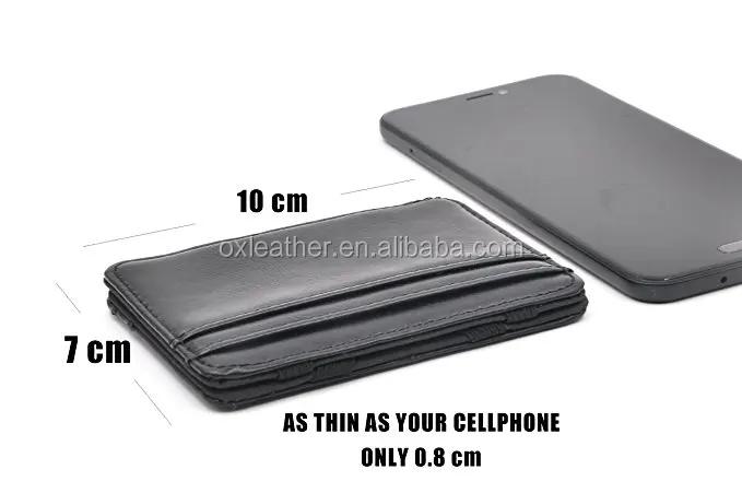 Slim Pocket Wallet with Magic Money Clip with Card Holders, Genuine Leather magic wallet