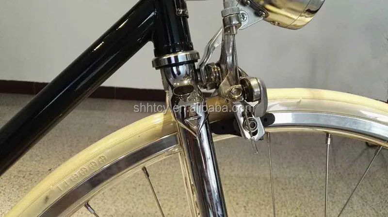 Black fixed gear bicycle City Bike with Dynamo Light Single Speed Disc Brake Steel Bead Pedal