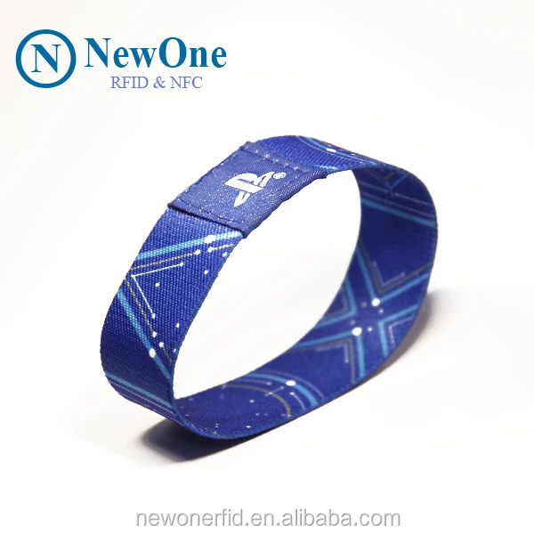 Супер хорошее шитье ткань rfid браслет, сплетенный с чипом NFC
