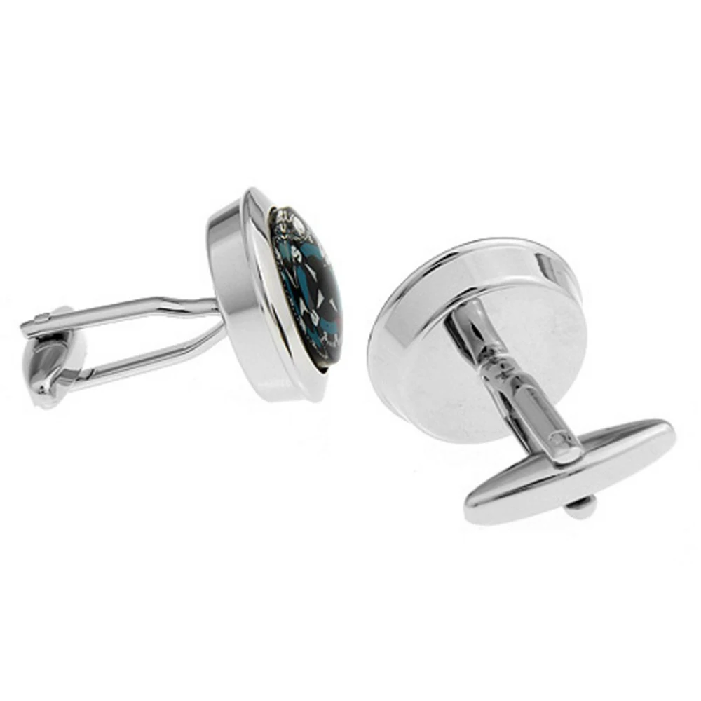 Cheap Round Shape Glass Brass Compass Watch Movement Cufflink