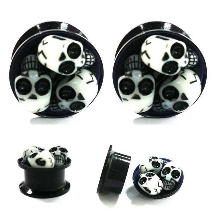 Acrylic Flesh Tunnel Plug Piercing Earring  Skull Ear Stretching