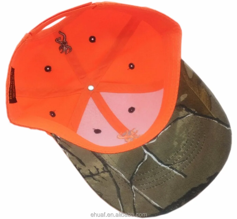 Forest outdoor camouflage custom logo embroidery cotton hunting safe orange hat