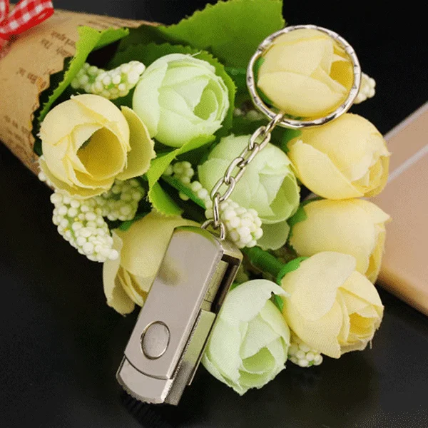 
Rotatable Metal Key Chain USB Stick USB 2.0 Customized LOGO USB Flash Drive 