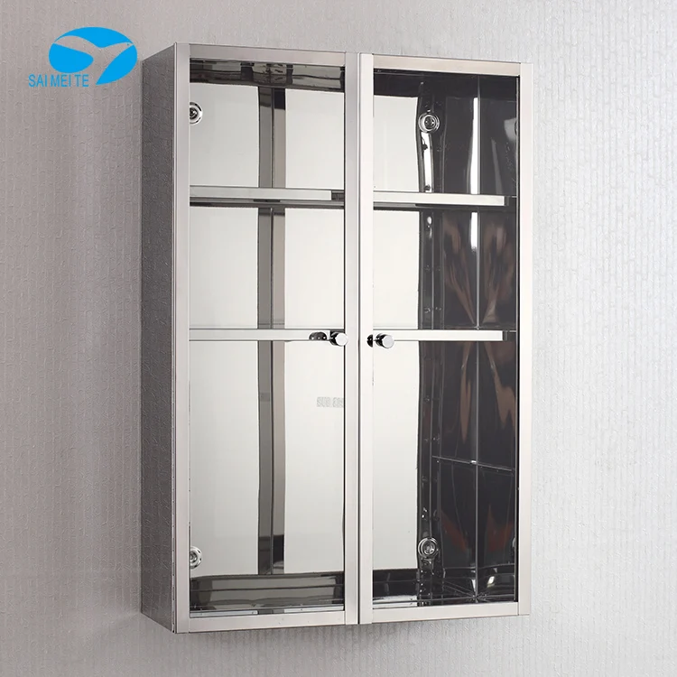 High Quality Waterproof Storage Bath Room Wall Hanging Vanity Mirror Cabinet Stainless Steel Bathroom Cabinet
