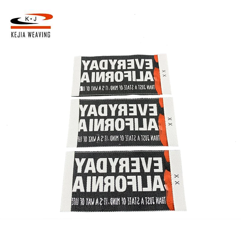 Label Manufacturer Custom Brand Name Logo 100% Polyester Woven Neck Labels for tshirt